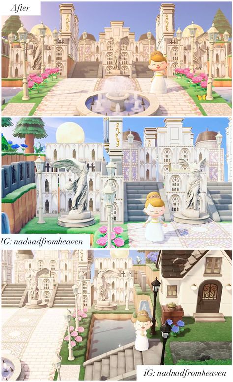 Sailor Moon inspired castle in Animal Crossing: New Horizons Acnh Castlecore, Acnh Castle, Acnh Witchy, Acnh Entrance, Acnh Motifs, Castle Entrance, Sailor Moon Inspired, Ac New Leaf, Animal Crossing Fan Art