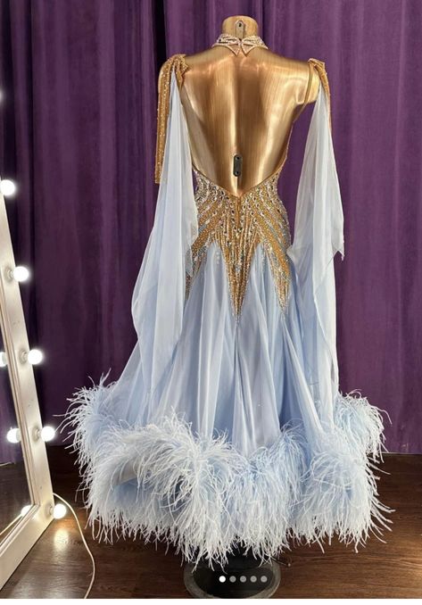 Cordelia Outfits, Ballroom Dress Competition, Blue Ballroom Dress, Ballroom Smooth Dresses, Luxury Ballroom Performance Dress, Danza Latina, Smooth Dance Dresses, Standard Dance Dress, Ballroom Competition Dress