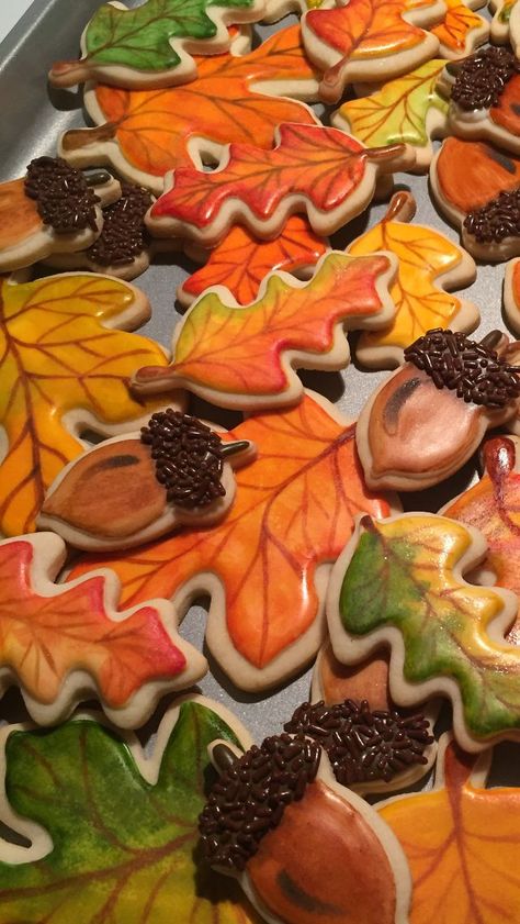 Fall leaves sugar cookies Frosted Leaf Cookies, Fall Leave Cookies, Fall Leaves Cookies Royal Icing, Leaf Cookies Fall, Fall Cutout Cookies Decorated, Leaves Cookies Decorated, Fall Leaves Cookies Decorated, Fall Leaf Cookies Decorated, Autumn Sugar Cookies