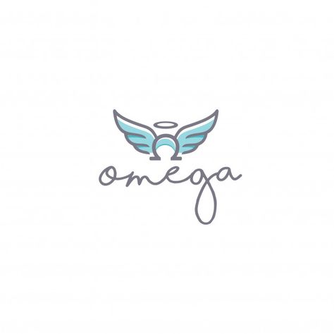 Angel Logo Design Ideas, Omega Tattoo Design, Angel Logo Ideas, Angel Logo Design, Omega Tattoo, Angel Wings Logo, Small Angel Tattoo, Logo Wings, Angel Logo