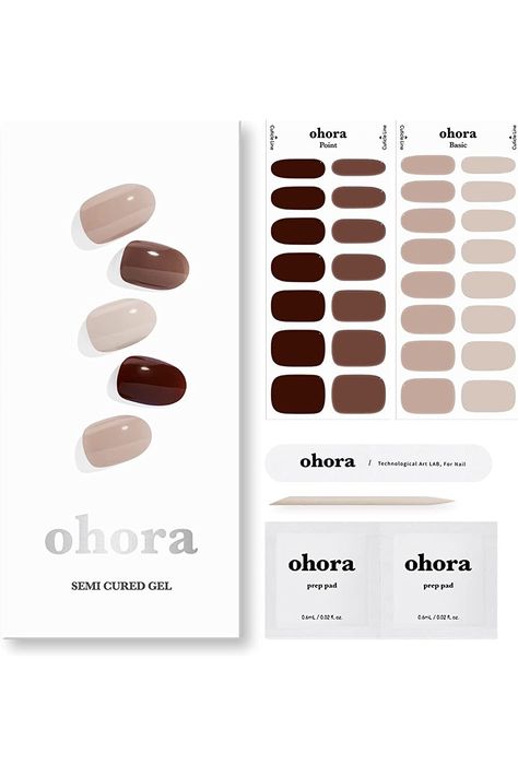 ohora Semi Cured Gel Nail Strips (N Roasting) - Works with Any Nail Lamps, Salon-Quality, Long Lasting, Easy to Apply &amp; Remove - Includes 2 Prep Pads, Nail File &amp; Wooden Stick Semi Cured Gel Nail Strips, Dashing Diva, Gel Nail Strips, Christmas 2023, Nail File, Gel Nail, Fashion Nails, Gel Nails, Diva