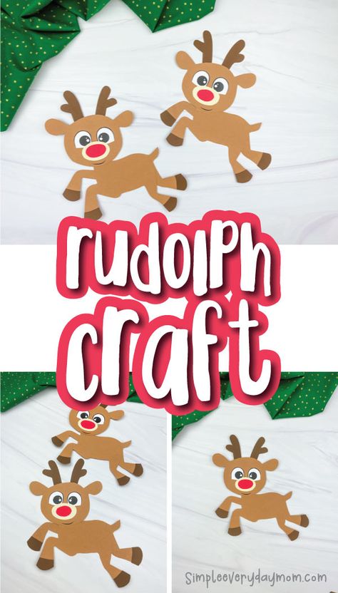 This Rudolph the Red Nosed Reindeer craft is a fun and easy Christmas activity that's great for young children. Download the free printable template and make with kids at home or at school! Reindeer Template Free Printable, Reindeer Craft For Kids, Sped Activities, Christmas Crafts Kids Ornaments, Kids Crafts Ornaments, Rudolph Crafts, Reindeer Printable, Reindeer Diy, Chrismas Crafts