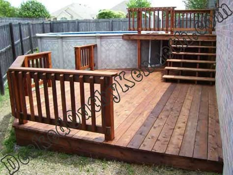 Pool Deck Plans, Living Pool, Swimming Pool Decks, Pool Life, Wooden Deck, Above Ground Pool Decks, Lower Deck, Cool Deck, Decks Backyard