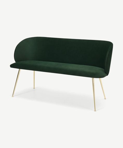 Adeline Dining bench, Pine green velvet and Brass | MADE.com Velvet Bench, Modern Home Interior Design, Banquette Seating, Dining Table With Bench, Beautiful Furniture, Decor Interior Design, Cool Furniture, Interior Design Living Room, Furniture Accessories