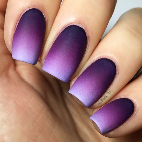 Insanely Hot Purple Nails Designs Trending Right Now ★ Ombre Nail Art Designs, Unghie Sfumate, Purple Stuff, Purple Nail Art, Matte Nails Design, Hair Ombre, Purple Nail, Nail Art Ombre, Cute Nail Designs