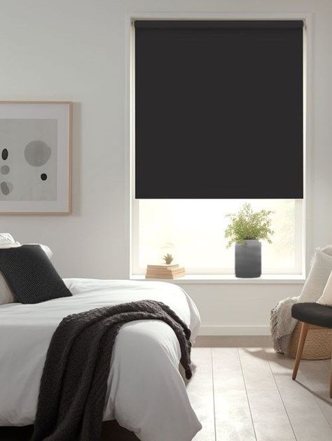 Luxury curtains Black Roller Blinds Bedroom, Black Blackout Blinds, Bedroom Blackout Blinds, Curtains Living Room Modern Luxury, Bedroom Roller Blinds, Blackout Blinds Bedroom, Roller Shades Bedroom, Roller Shades Living Room, Black Roller Blinds