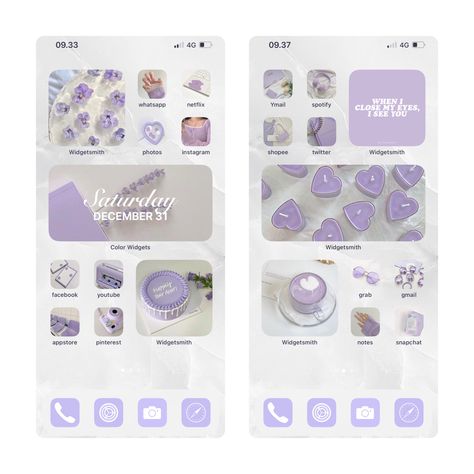 Purple Phone Layout, Widgetsmith Tutorial, White Home Screen, Ios16 Aesthetic, Ios 16 Home Screen, Bts Purple, Ipad Ideas, Home Lock Screen, Cute Home Screens