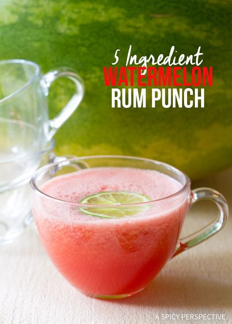 Refreshing 5-Ingredient Watermelon Rum Punch Recipe #summer Drunken Watermelon, How To Make Rum, Rum Punch Recipe, Watermelon Recipe, Ripe Watermelon, Watermelon Punch, Watermelon Bowl, Rum Punch Recipes, A Spicy Perspective