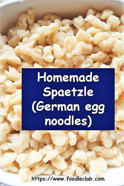 Spaetzle is a delicious dish of homemade noodles that go perfectly with a stew or a goulash.  Learn how to make spaetzle at home by following these easy step-by-step instructions.  #foodleclub #homemade #germannoodles #noodles #spaetlze How To Make Spaetzle, Easy Homemade Noodles, German Noodles, Spaetzle Maker, Spaetzle Recipe, German Food Authentic, Frugal Cooking, Homemade Egg Noodles, Easy Macaroni