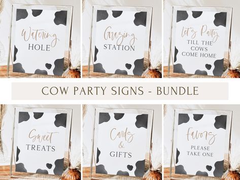 Editable Holy Cow Birthday Party Signs Bundle DIGITAL DOWNLOAD Grazing Station Sign Watering Hole Sign Sign Favors Sign Cards & Gifts Sign Sweet Treats Sign Party Till The Cows Come Home Sign DEMO LINK- Try before you buy! Copy & Paste link into your browser ►https://www.corjl.com/d/72PINI Watering Hole Sign, Grazing Station, Cow Birthday Party, Cow Print Birthday, Cow Prints, Cow Birthday Parties, Cow Birthday, Watering Hole, Brown Cow