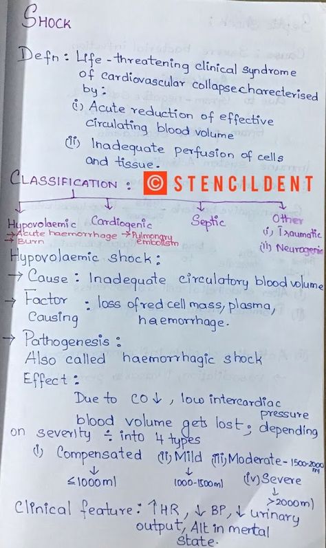 STENCILDENT : Shock pathology notes Oral Pathology Notes, Pathology Notes Medical Students, Medical Suffixes, Pathology Notes, Dental Notes, Pathology Study, Disseminated Intravascular Coagulation, Easy Notes, Nurse Anesthesia