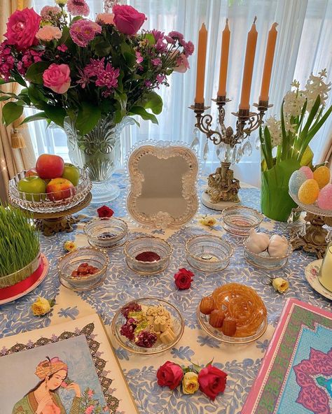 Alexandre on Instagram: Sofreh Haft Seen all ready to go for Nowruz 🌱🌼🌞 #haftseen #haftsin #nowruz #persiannewyear #sofrehhaftseen #iran #persian Persian Aesthetic, Haft Seen, Ready To Go, Graphic Poster, Iran, Persian, Table Decorations, On Instagram, Quick Saves