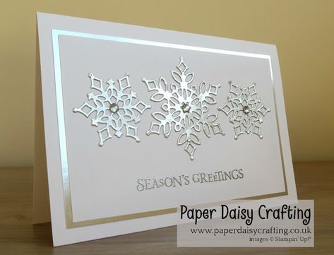 Stampin Up Weihnachten, Thinlits Dies, Paper Daisy, Simple Christmas Cards, Snowflake Cards, Cricut Christmas, Homemade Christmas Cards, Stampin Up Christmas Cards, Diy Christmas Cards