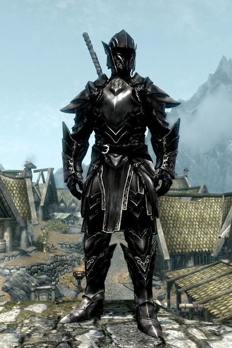 Skyrim Ebony Armour Skyrim Ebony Armor, Skyrim Outfits, Skyrim Armor Sets, Ebony Armor, Skyrim Characters, Skyrim Gif, Skyrim Armor, Elder Scrolls Art, Elder Scrolls Skyrim