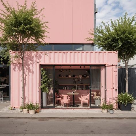 Looking for a stylish café that's affordable and eco-friendly? Try a Shipping Container Café! Compact, trendy, and easy to move. 💼 Learn more 👇 🔗 https://www.samanportable.com/product/shipping-container-cafe/ Coffee Shipping Container, Shipping Container Flower Shop, Shipping Container Restaurant, Shipping Container Cafe, Prefab Office, Container Coffee Shop, Mobile Cafe, Pink Store, Pre Engineered Buildings