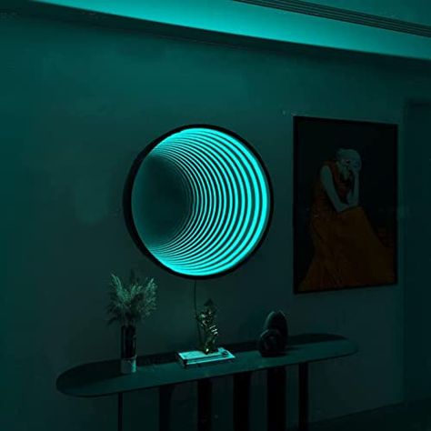 Tunnel Mirror Light, Cool Gaming Desk Futuristic Decor Lamp, Cool RGB Led Desk Table Lamp Light for Bedroom Gaming Room Decor, Unique Colorful Mood Changing Ambient Night Lighting lamp (Size:small - 3 Tunnel Mirror, Futuristic Decor, Bedroom Gaming Room, 3d Circle, Lamp Cool, Bedroom Gaming, Lit Mirror, Room Decor Unique, Coffee Table Lamp