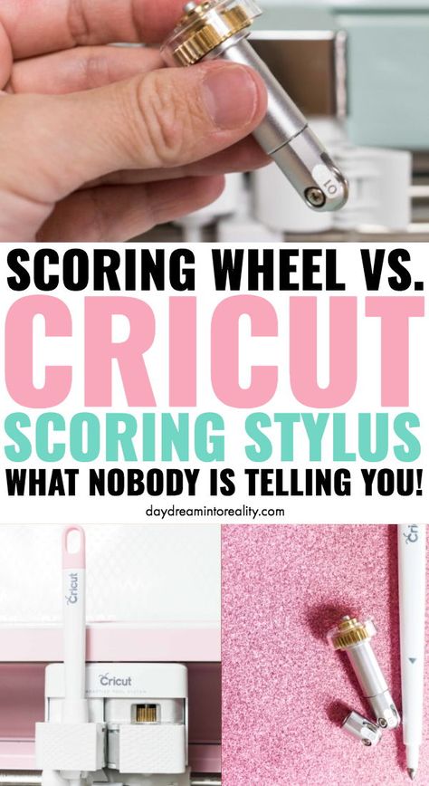 Both, the Scoring Stylus and the Scoring Wheel, are accessories you can use with your Cricut Machines. They allow you to make folds on different types of materials like paper, cardstock, poster-board. Learn all of the differences between the Scoring Stylus and the Scoring Wheel. #Cricut #ScoringWheel #ScoringStylus Scoring Stylus Cricut Projects, Cricut Cardstock Projects, Cricut Scoring Stylus, Origami Templates, Cricut Help, How To Use Cricut, Cricut Supplies, Cricut Projects Beginner, Paper Crafts Card