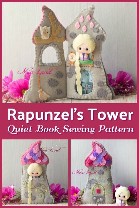 Felt Disney, Princess Quiet Book, Felt Princess, Rapunzel's Tower, Sewing Shed, Quiet Book Pattern, Felt Quiet Book, Trendy Sewing Projects, Diy Quiet Books