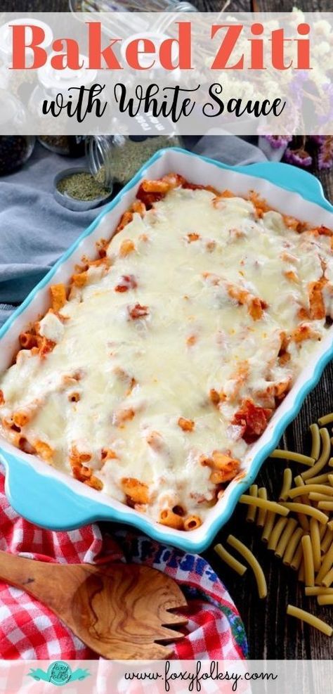 White Sauce Recipe, Homemade Italian Seasoning, Foxy Folksy, Easy Baked Ziti, White Sauce Recipes, Pasta Noodle Recipe, White Sauce Pasta, Baked Ziti, Homemade Italian