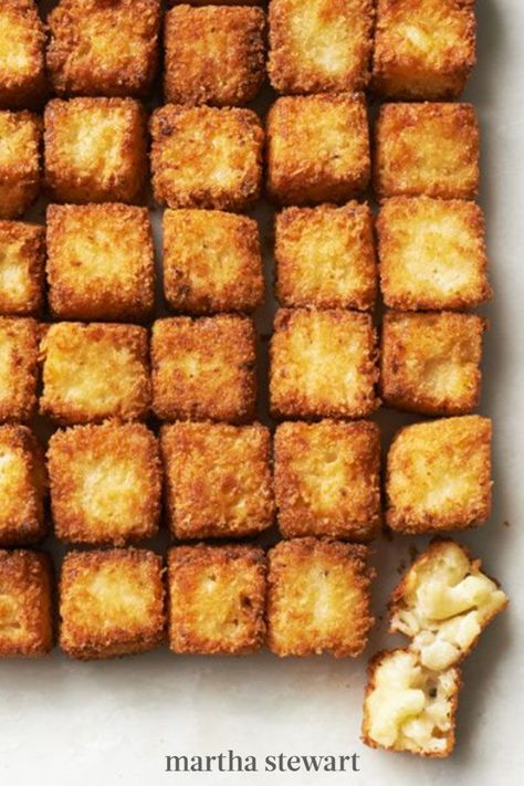 Your favorite player is headed straight to the end zone, and you can't help but leap to your feet! But what about that plate of macaroni and cheese that was on your lap seconds ago? To avoid a macaroni mess, try this bite-size fried mac and cheese option instead. #marthastewart #recipes #recipeideas #gamedayrecipes #gamedayideas #gamedayfood #superbowlparty Fried Macaroni And Cheese, Fried Macaroni, Super Bowl Snacks, Fried Mac And Cheese, The Best Snacks, Mac And Cheese Bites, Best Snacks, Superbowl Snacks, Cheese Bites