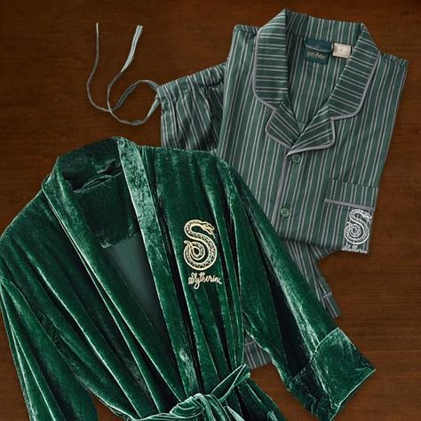 HARRY POTTER™ Home Decor & Accessories | Pottery Barn Teen Slytherin Pajamas, Slytherin Aesthetic Outfit, Harry Potter Movie Night, Hogwarts Uniform, Leopard Pajamas, Hogwarts Dr, Harry Potter Shop, Emily And Meritt, Bless The Child