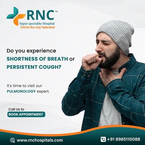 Do you experience shortness of breath or persistent cough? It's time to visit our pulmonology expert. For more information: Call us : +91 89851 10088 #rnchospital #rncmultispecialityhospital #multispecialityhospital #superspecialityhospital #emergencyservices #emergencyfacilities #shortnessofbreath #pulmonologist Posters Layout, Graphic Design Posters Layout, Persistent Cough, Chronic Cough, Dark Evil, Pulmonology, Digital Marketing Design, Shortness Of Breath, Poster Layout