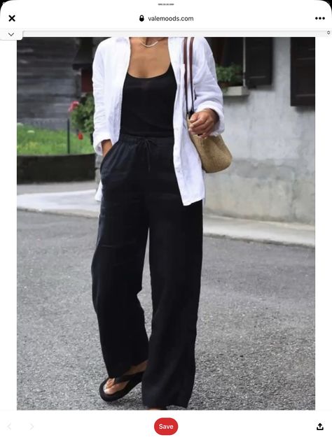 Black Linen Pants Outfit Summer, Wide Leg Linen Pants Outfit, Wide Leg Pants Outfit Ideas, Wide Leg Pants Outfit Casual, Black Wide Leg Pants Outfit, Linen Trousers Outfit, Linen Pants Outfit Summer, Wide Pants Outfit, Wide Leg Trousers Outfit