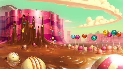 ArtStation - Concept Art for project "IF (imaginary friend)" Candyland Dnd, Home Illustration House, Candy Landscape, Utopia City, Illustration House, Illustrator Artwork, Home Illustration, Vanellope Von Schweetz, Imaginary Friends