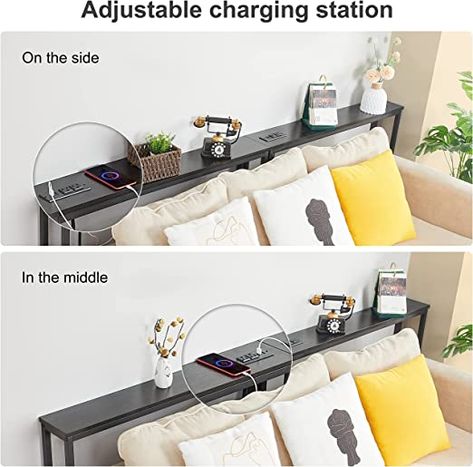 AmazonSmile: ELYKEN 2 Pack 5.9" Narrow Console Sofa Table with Power Outlets, 39.4” L x 5.9" W x 31.1" H Long Black Behind Couch Table with Metal Frame and Charge Station with 6.5’ Extension Cord : Home & Kitchen Behind Couch Table, Charge Station, Narrow Sofa Table, Narrow Sofa, Long Sofa Table, Console Sofa Table, Behind Couch, Long Sofa, Console Sofa