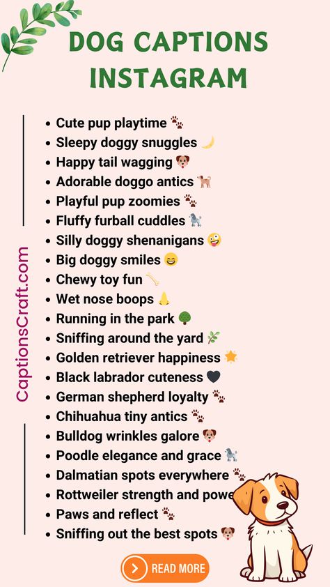 200+ Pawsitively Pawesome Dog Captions for Instagram Dogs Captions Instagram Cute, Captions For Dog Pictures, Funny Dog Captions, Happy Dog Quotes, Dog Captions, Dog Instagram Captions, One Word Caption, Puppy Quotes, Animal Captions