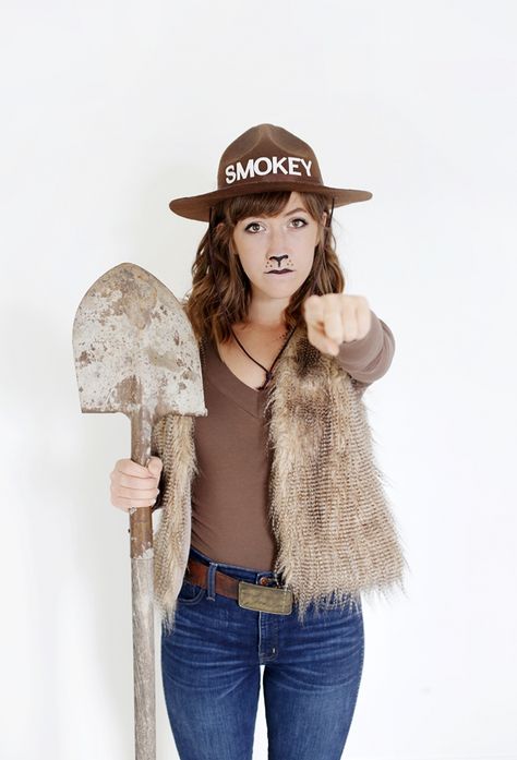 DIY Smokey Bear Costume - The Merrythought Bear Costume Diy, What To Be For Halloween, Warm Halloween Costumes, Cute Cat Costumes, Diy Projects For Couples, 80s Halloween Costumes, Warm Halloween, Easy Halloween Costumes For Women, The Sorry Girls