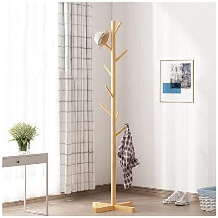 wanhaishop Coat Rack Stand Stand Hat Rack Wooden Coat Rack Free Standing Coat Tree with 3 Sections 8 Hooks Modern Coat Jackets Hanger for Bedroom Hallway Entryway Coat Rack (Color : 2) Wooden Dress Hanger Stand, Coat Rack For Blankets, Entrance Jacket Hanger, Dress Hanger Stand Ideas, Coat Stand Entryway, Jacket Hanger Entryway, Headroom Ideas, Wooden Coat Rack Stand, Entryway Shelves