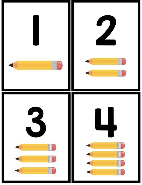 Numbers Flashcards Pencil Counters - The Teaching Aunt Numbers Preschool Printables, Numbers Flashcards, Number Activity, Number Flashcards, Counting Objects, Sequencing Cards, English Activities For Kids, Teaching Numbers, Flashcards For Kids