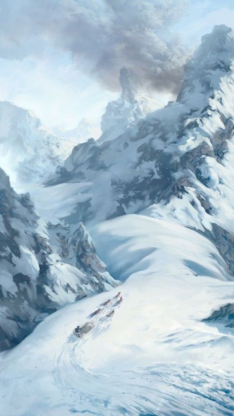 Snow Landscape, Mountain Illustration, Rpg Map, Snowy Landscape, Landscape Concept, 다크 판타지, Fantasy Places, Fantasy Setting, Fantasy Map