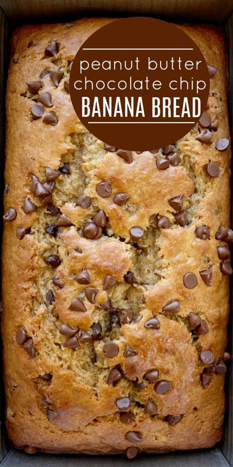 Banana Bread With Chocolate Chips, Banana Bread With Chocolate, Bread With Chocolate Chips, Bread With Chocolate, Peanut Butter Banana Bread, Chocolate Chip Banana, Dessert Aux Fruits, Chocolate Chip Banana Bread, Peanut Butter Chocolate Chip