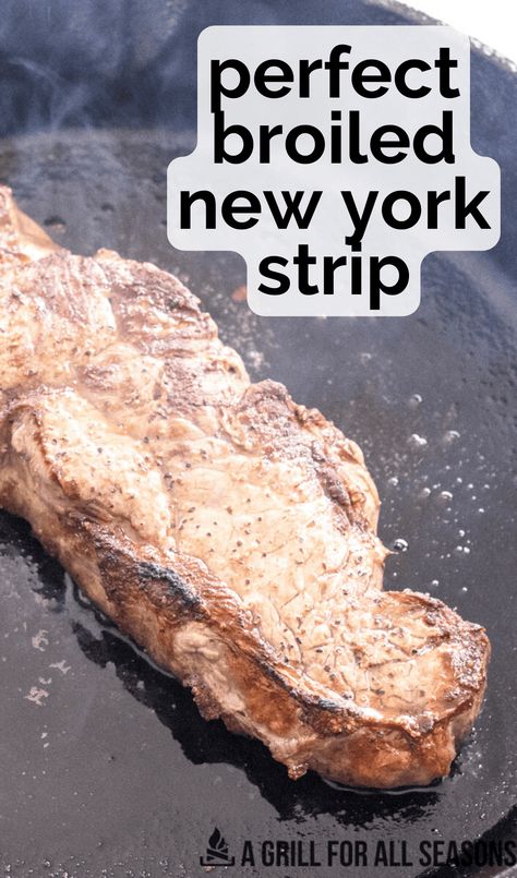 This Broiled New York Steak Recipe proves that your oven broiler can cook a tender strip steak perfectly in minutes! New York Steak Recipe, Coffee Rub Recipe, Beef Tip Recipes, Strip Steak Recipe, New York Strip Steak, Venison Steak, Ny Strip Steak, New York Strip, Cooking The Perfect Steak