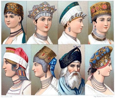 The Kokoshnik. Traditional Russian hairstyles and headgear. Russian Hairstyles, Blue Headscarf, Russian Clothing, Russian Hat, Old Hairstyles, Hair Styles 2017, Folk Dresses, Russian Fashion, Old Fashion