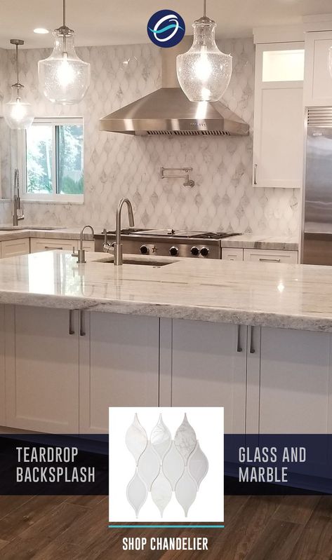 Granite As Backsplash, Bronx House, Backsplash Kitchen White Cabinets, White Glass Tile, Kitchen Improvements, Farmhouse Glam, Spring Texas, Kitchen Redesign, Kitchen Backsplash Designs