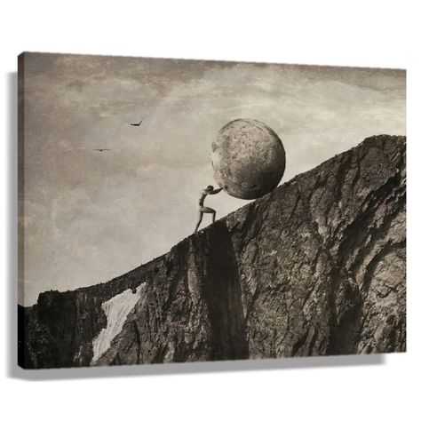 Sisyphus Poster Vintage Framed Greek Wall Art Greek Mythology Poster Sisyphus Art Canvas Abstract Painting Pictures For Bedroom Wall Decor Framed (12x18 inch) Sisyphus Art, Picture Wall Bedroom, Greek Paintings, Hiasan Bilik, Hur Man Målar, Abstract Wall Decor, Abstract Canvas Painting, Modern Retro, Pictures To Paint