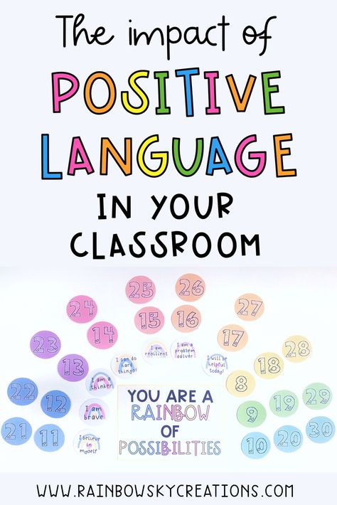 Read this blog post on actionable ways to include positive language and self-talk in the classroom. They are simple ideas that you can take away and implement with little to no preparation; however, will have a significant impact on your students lives. #rainbowskycreations Positive Language, Classroom Culture, Third Grade Classroom, Rainbow Sky, Classroom Behavior, School Community, Journal Writing Prompts, Positive Self Talk, Teacher Blogs