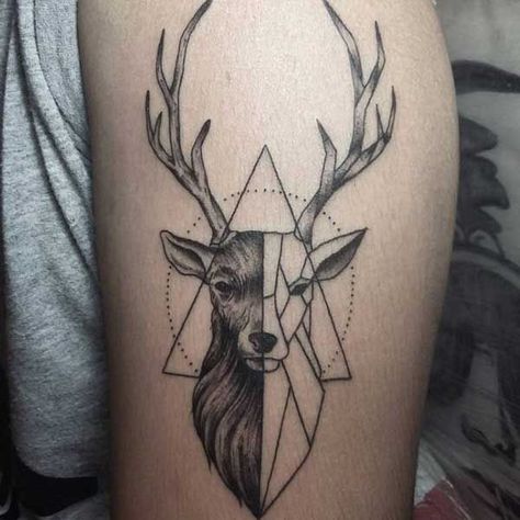 Geometric Bear Tattoo, Deer Tattoos, Animal Tattoos For Men, Hirsch Tattoo, Bear Tattoo Designs, Maori Tattoos, Maori Tattoo Designs, Deer Tattoo, Illustration Tattoo