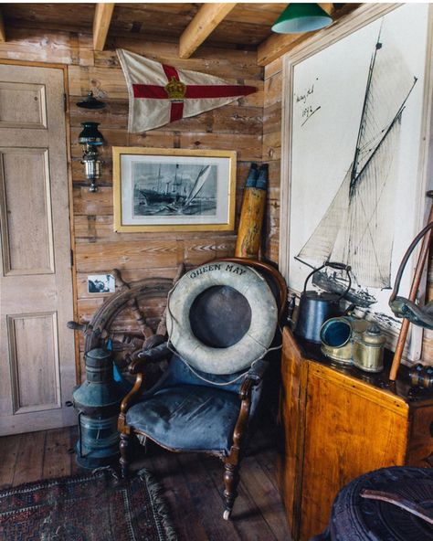 @art.istic.licence Tremerin Boathouse, Helford River, Cornwall 📸 Anthony Crolla #boathouse #tremarin #marine #seaside #rivercottage… Vintage Nautical Decor, Nautical Aesthetic, Fishing Shack, Shed Interior, Cabin Aesthetic, Fishing Cabin, Beach Shack, Nautical Home, Vintage Nautical