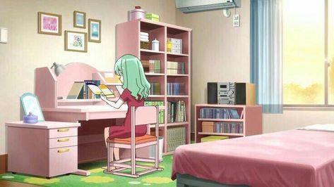 Bedrooms In Anime, Anime Rooms, Anime Bedroom Ideas, Anime Bedroom, 2000s Anime, Anime House, Cute Living Room, Drawing Room Decor, How To Draw Anime