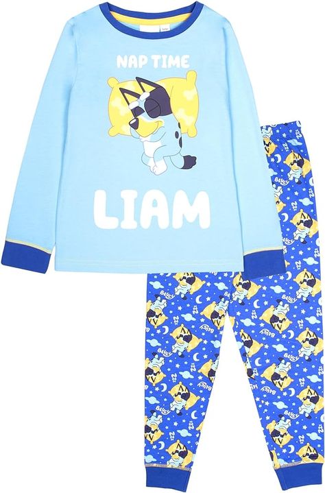 Bluey - Personalised Long Sleeve Pyjama - 100% Cotton, Soft & Warm Winter PJs for Boys & Girls - Great Blue : Amazon.co.uk: Fashion Winter Pjs, Christmas Presents For Kids, Comfy Pjs, Personalized Pajamas, Kids Bedtime, Comfort Gifts, Winter Pajamas, Cotton Pyjamas, Sleepwear Robe