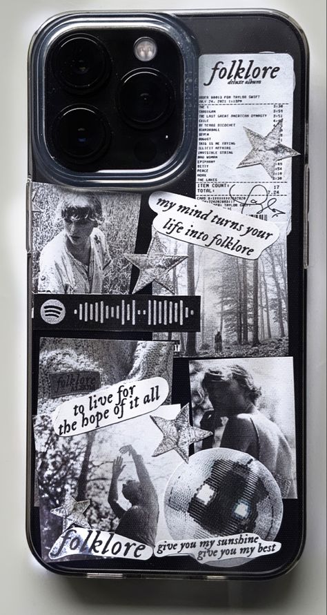 Folklore Phone Case, Custom Phone Cases Ideas, Main Character Moment, Clear Phone Case Design, Folklore Album, Customized Phone Covers, Taylor Swift Folklore, White Phone Case, Customised Phone Case