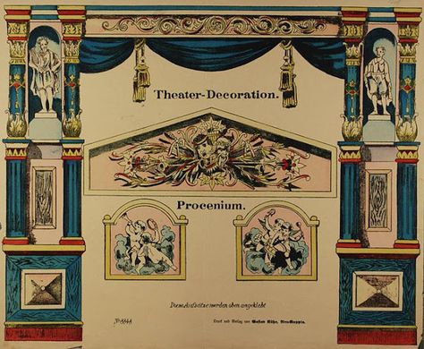 EKDuncan - My Fanciful Muse: My Adaptation on a Vintage J.F. Schreiber Rococo Toy Theater Theatre Decorations, Paper Theater, Puppet Theaters, Theatre Curtains, Tunnel Book, Bicycle Tattoo, Paper Theatre, Toy Theatre, 카드 디자인