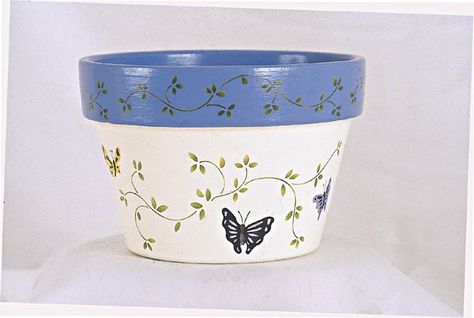 Terracotta Pot Painting Ideas, Vine Stencil, Butterfly Vine, Large Wall Decals, Making Plant Pots, Pot Art, Flower Pot Art, Pot Painting, Wallpaper For Walls