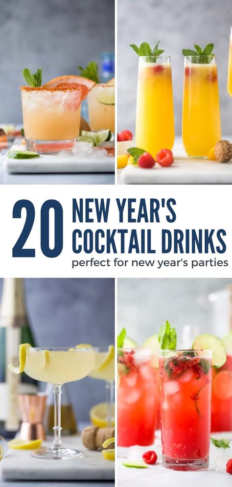 Get ready to impress your guests with these quick and delicious cocktail recipes for your New Year's party! From classic margaritas to festive martinis, we've got you covered. Shake, stir, and sip your way into the new year with these crowd-pleasing favorites. New Years Margarita Recipes, New Years Cocktails Recipes, Easy Fun Cocktail Recipes, 4 Ingredient Cocktails, New Years Martini Recipes, Cocktail Recipes New Years Eve, New Years Martini, New Year’s Eve Martini, New Years Cocktails Easy