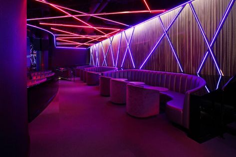 Nightclub Design Lighting, Night Club Design, Club Design Interior, Rgb Strip Lights, Bar Lounge Design, Rooftop Restaurant Design, Karaoke Room, Club Lighting, Nightclub Bar