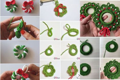 Discover charming mini crochet Christmas wreaths to adorn your home this holiday season. Create festive decorations with easy patterns and cozy yarn crafts. Mini Crochet Christmas Wreaths, Crochet Wreath Ornaments, Crochet Christmas Wreaths, Mini Crochet Christmas, Crochet Wreath Ornament, Crochet Wreath Pattern, 2024 Crochet, Crochet Christmas Wreath, Crochet Christmas Ornaments Free